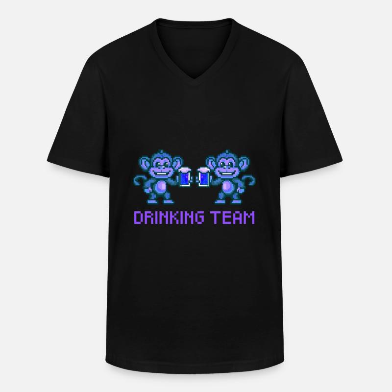 Affe Drinking Team Bier Party - Männer-T-Shirt mit V-Ausschnitt - Schwarz