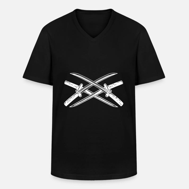 Élément d’épée de samouraï - T-shirt col V Homme - noir