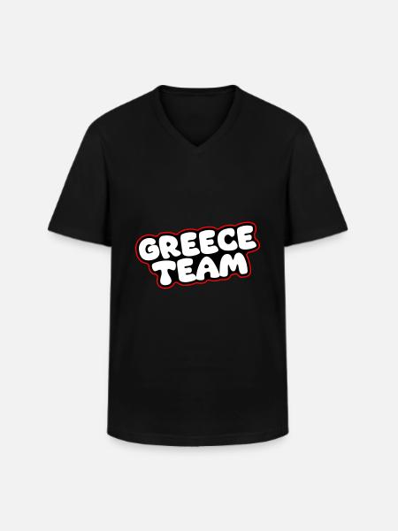 Greece Team - Men's V-Neck T-Shirt - black
