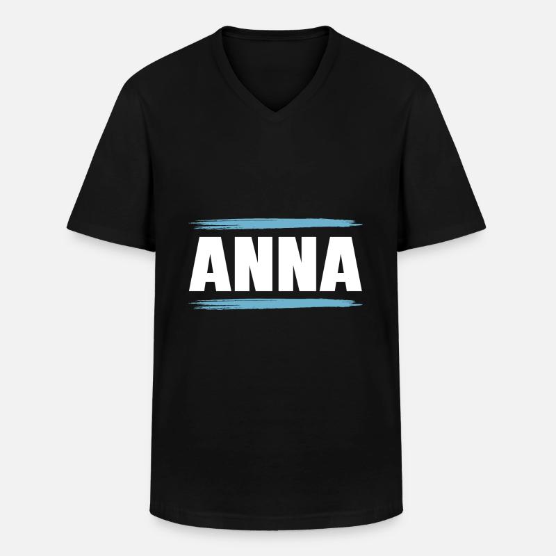 Anna - Männer-T-Shirt mit V-Ausschnitt - Schwarz