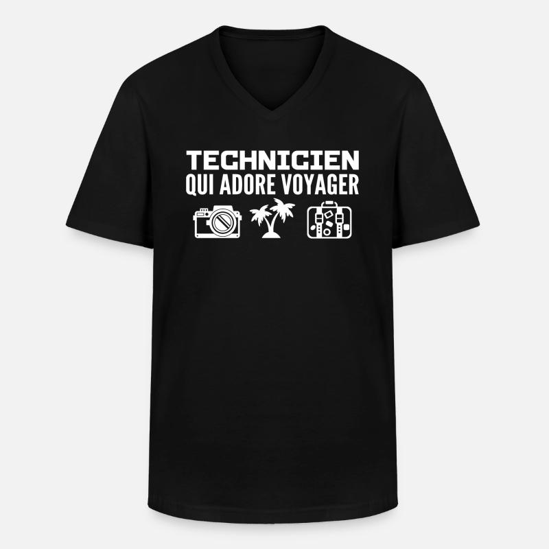 Reisende & Techniker: Leidenschaft & Entdeckung - Männer-T-Shirt mit V-Ausschnitt - Schwarz