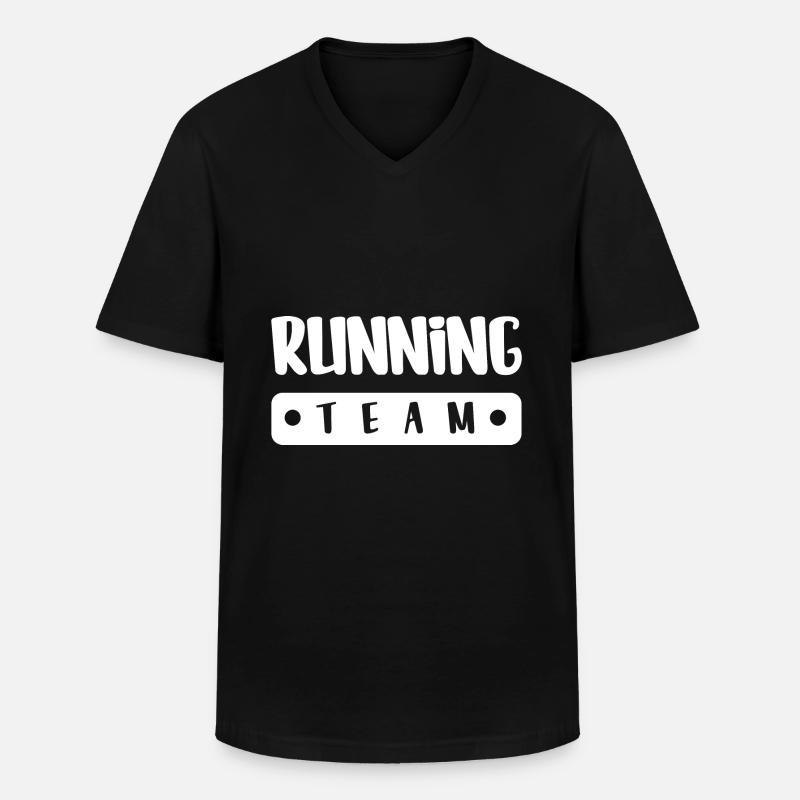 Running Team - Männer-T-Shirt mit V-Ausschnitt - Schwarz