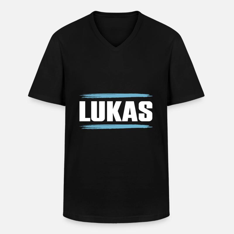 Lukas - Männer-T-Shirt mit V-Ausschnitt - Schwarz