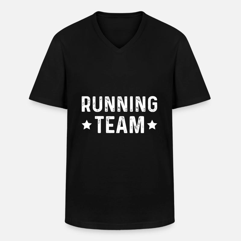 Équipe de course à pied - T-shirt col V Homme - noir
