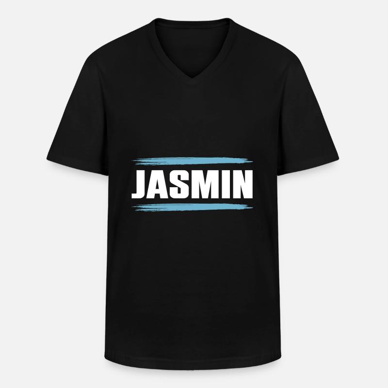 Jasmin - Männer-T-Shirt mit V-Ausschnitt - Schwarz