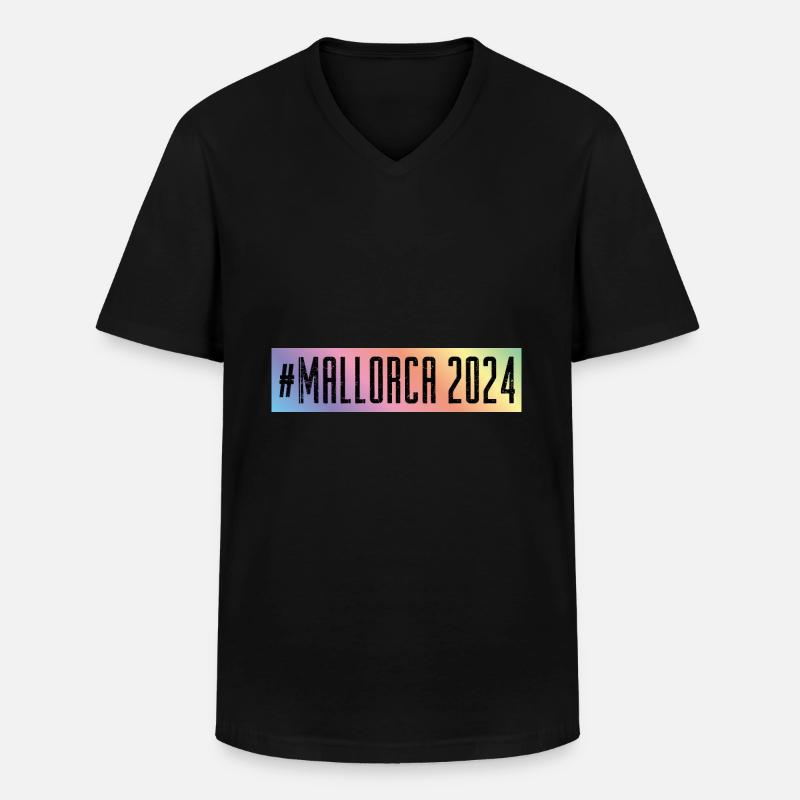 Mallorca 2024 Bunt - Männer-T-Shirt mit V-Ausschnitt - Schwarz
