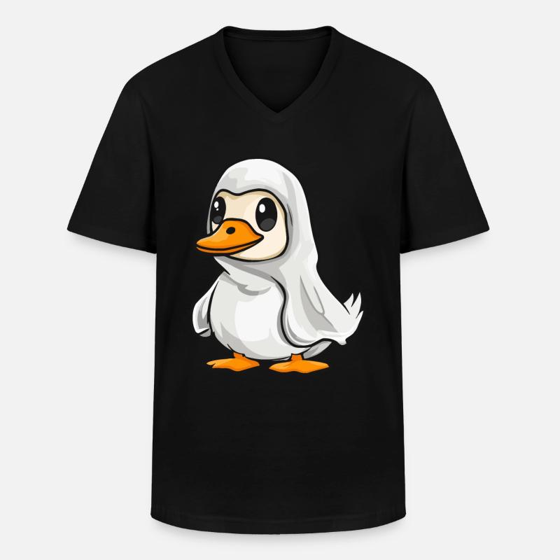 Gans Halloween Comic Geist - Männer-T-Shirt mit V-Ausschnitt - Schwarz