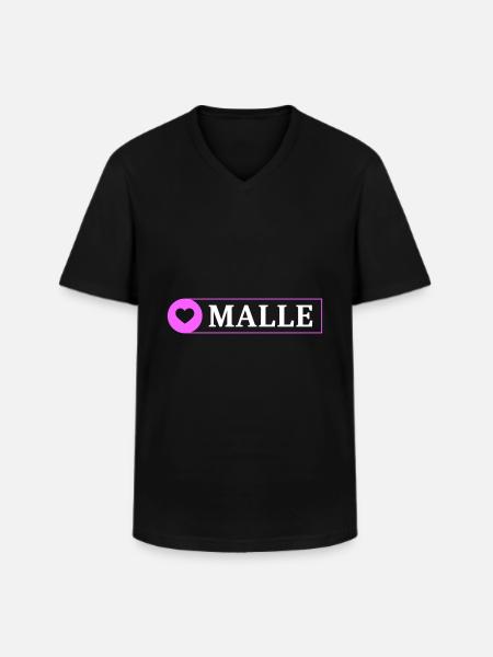 Malle Herz - Männer-T-Shirt mit V-Ausschnitt - Schwarz