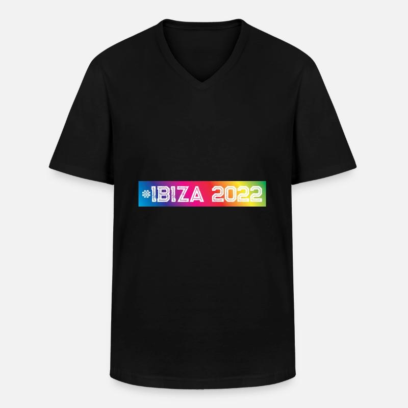 Ibiza 2022 Bunt - Männer-T-Shirt mit V-Ausschnitt - Schwarz