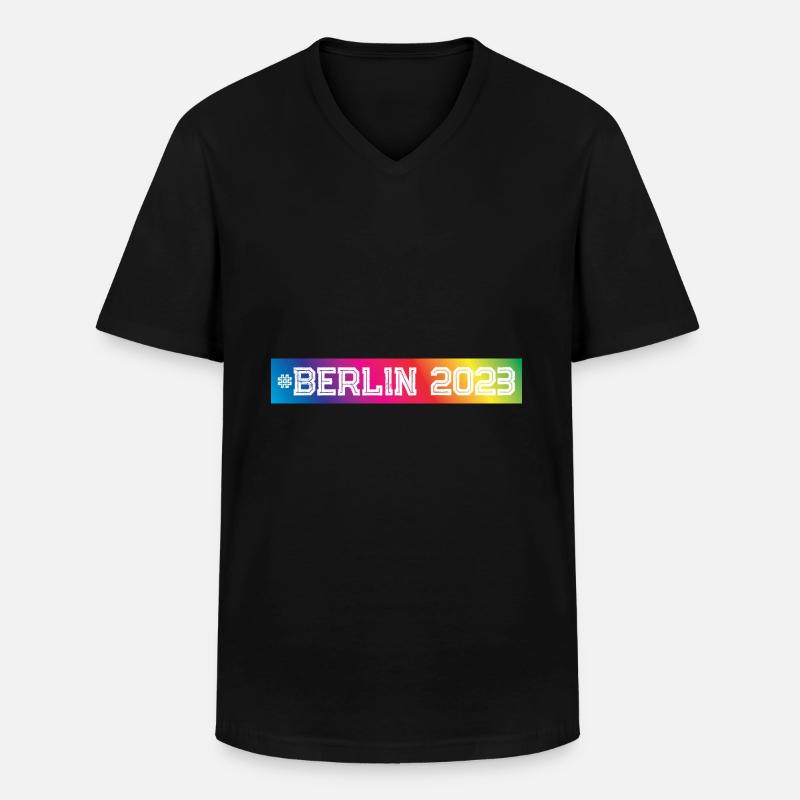 Berlin 2023 Bunt - Männer-T-Shirt mit V-Ausschnitt - Schwarz