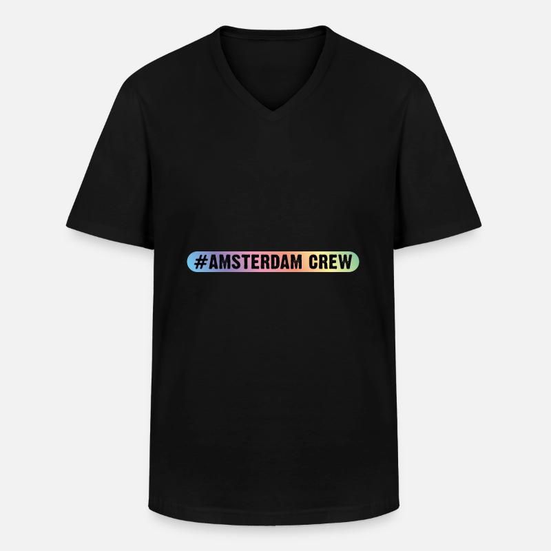 Amsterdam Crew - Männer-T-Shirt mit V-Ausschnitt - Schwarz