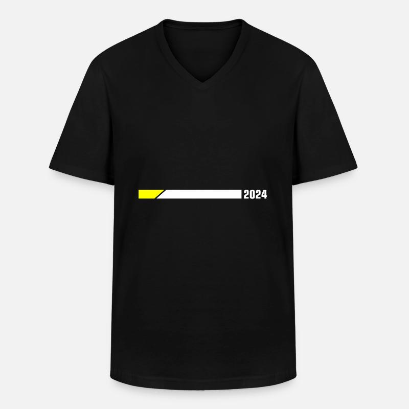 2024 Jahr - Männer-T-Shirt mit V-Ausschnitt - Schwarz