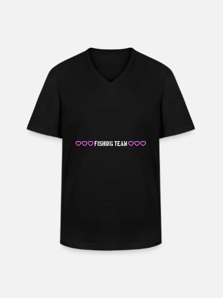fishing team herzchen - Männer-T-Shirt mit V-Ausschnitt - Schwarz
