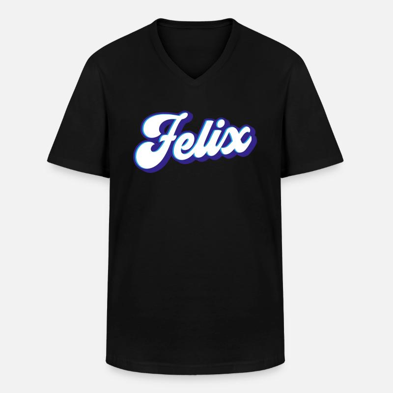 Felix | Farben änderbar - Männer-T-Shirt mit V-Ausschnitt - Schwarz