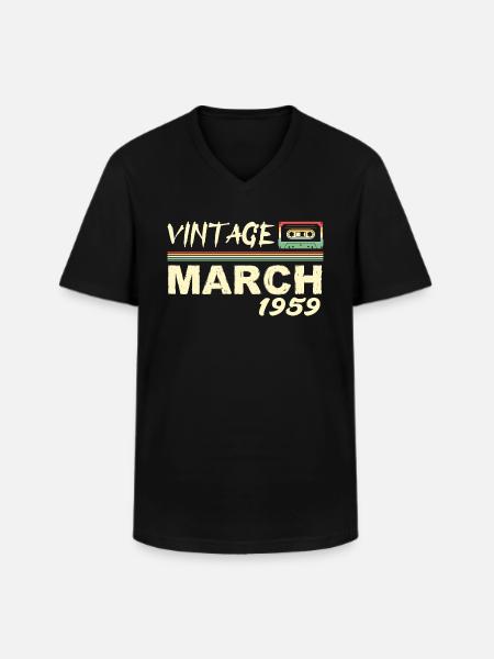 March 1959 - March 1959 - Men's V-Neck T-Shirt - black