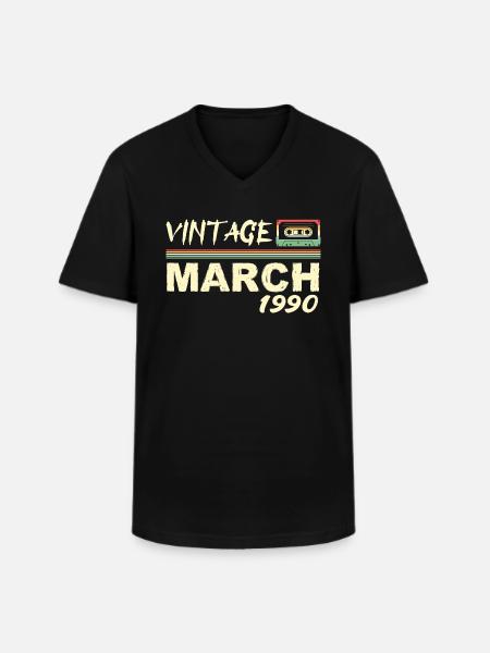March 1990 - March 1990 - Men's V-Neck T-Shirt - black