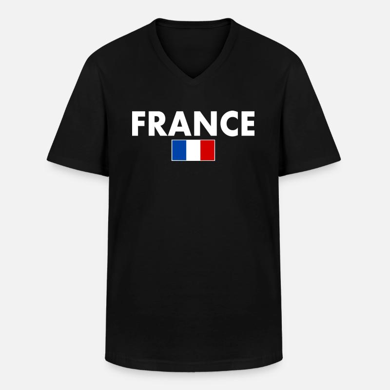 Frankreich - Männer-T-Shirt mit V-Ausschnitt - Schwarz