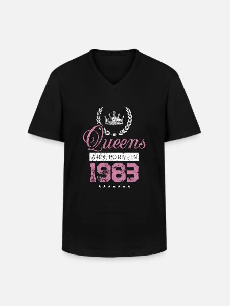 Queens nés en 1983 - T-shirt col V Homme - noir
