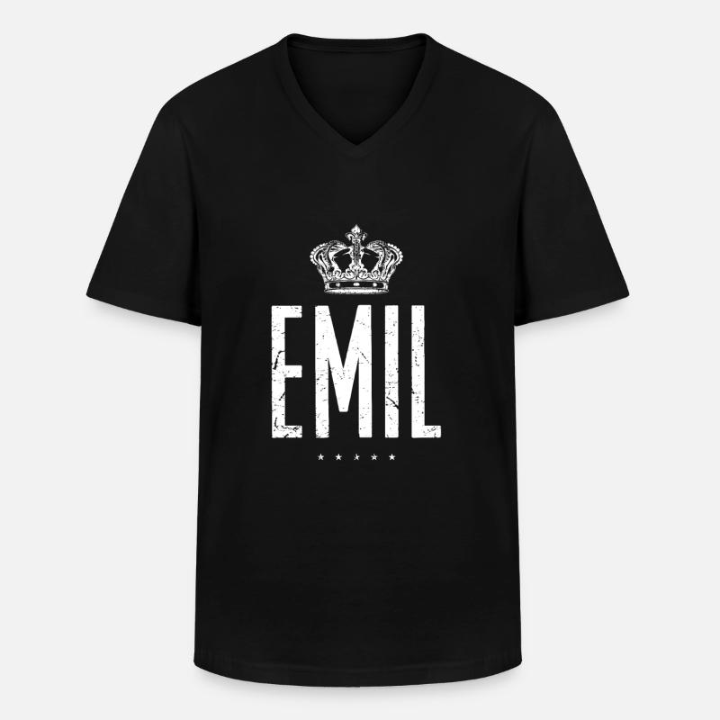 Emil - Männer-T-Shirt mit V-Ausschnitt - Schwarz