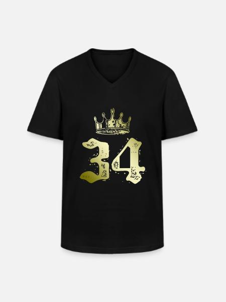 34 Couronne numérique - T-shirt col V Homme - noir