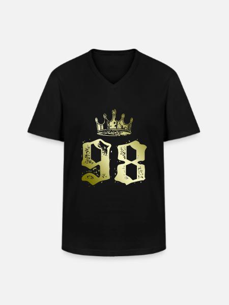 98 Couronne numérique - T-shirt col V Homme - noir