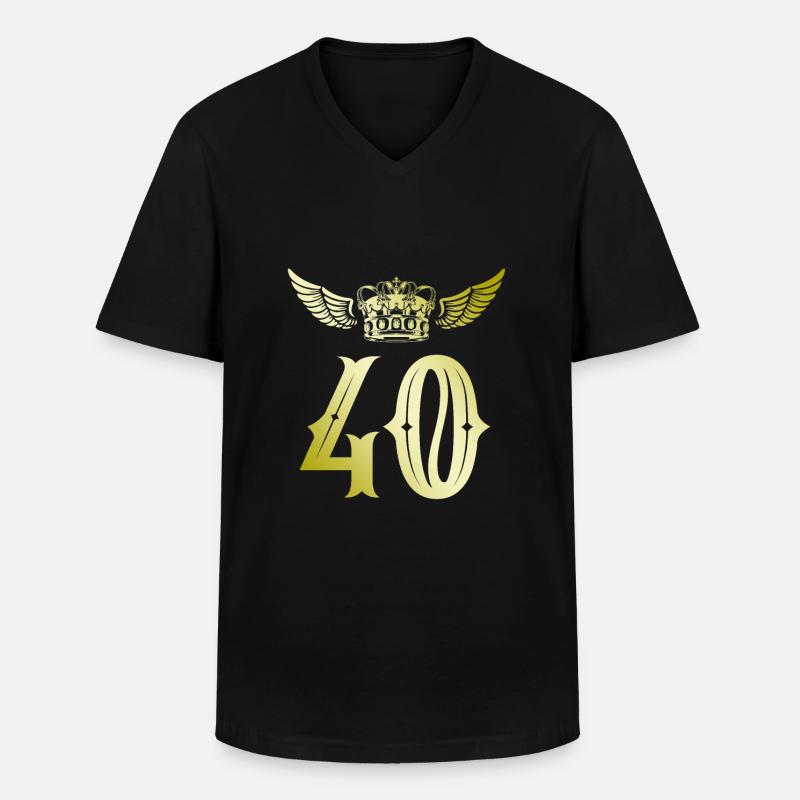 40 Zahl Krone - Männer-T-Shirt mit V-Ausschnitt - Schwarz