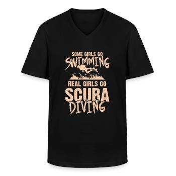 filles plongée sous-marine - T-shirt col V Homme - noir - Devant - AI Model Male 178 dark (178cm)