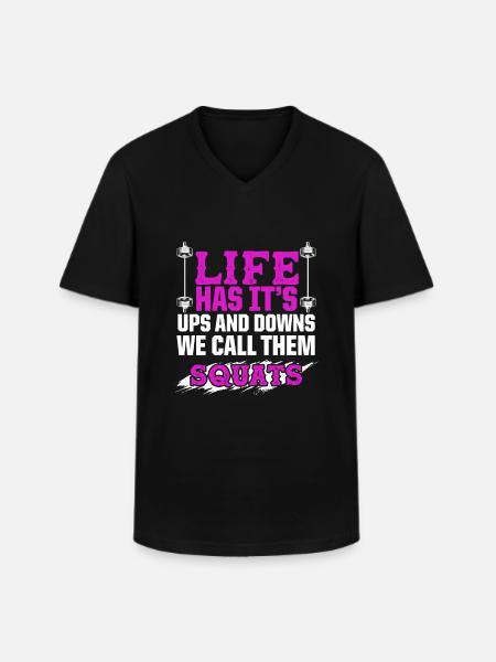 squats fitness - Men's V-Neck T-Shirt - black