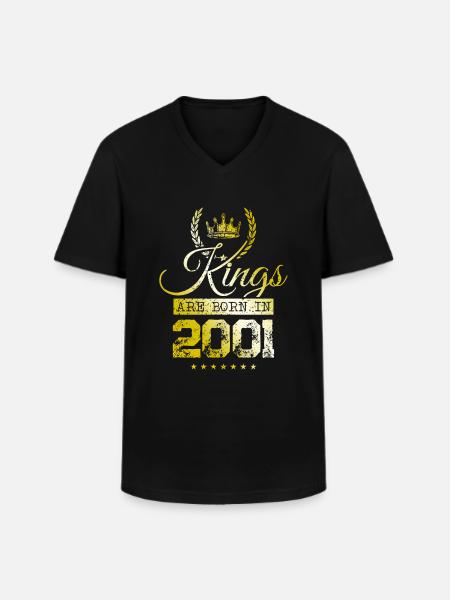 kings are born 2001 - Men's V-Neck T-Shirt - black