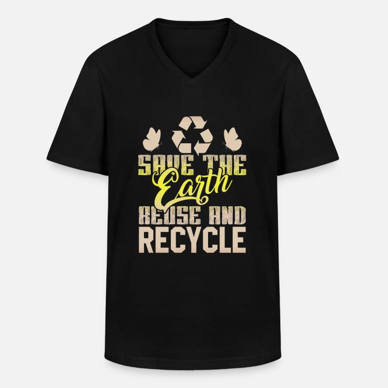 recycle planet umweltschutz - Männer-T-Shirt mit V-Ausschnitt - Schwarz