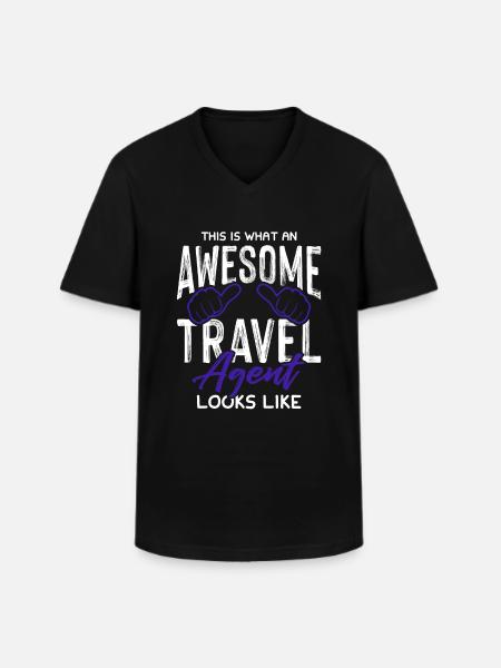 awesome travel agent - Men's V-Neck T-Shirt - black