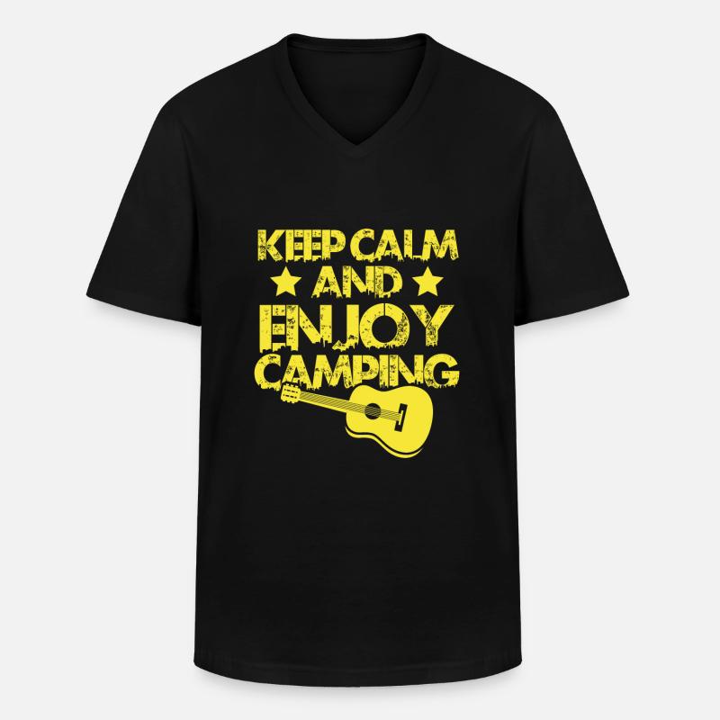 keep calm camping - Männer-T-Shirt mit V-Ausschnitt - Schwarz