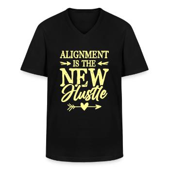 hustle spruch - Men's V-Neck T-Shirt - black - Front - AI Model Male 178 dark (178cm)
