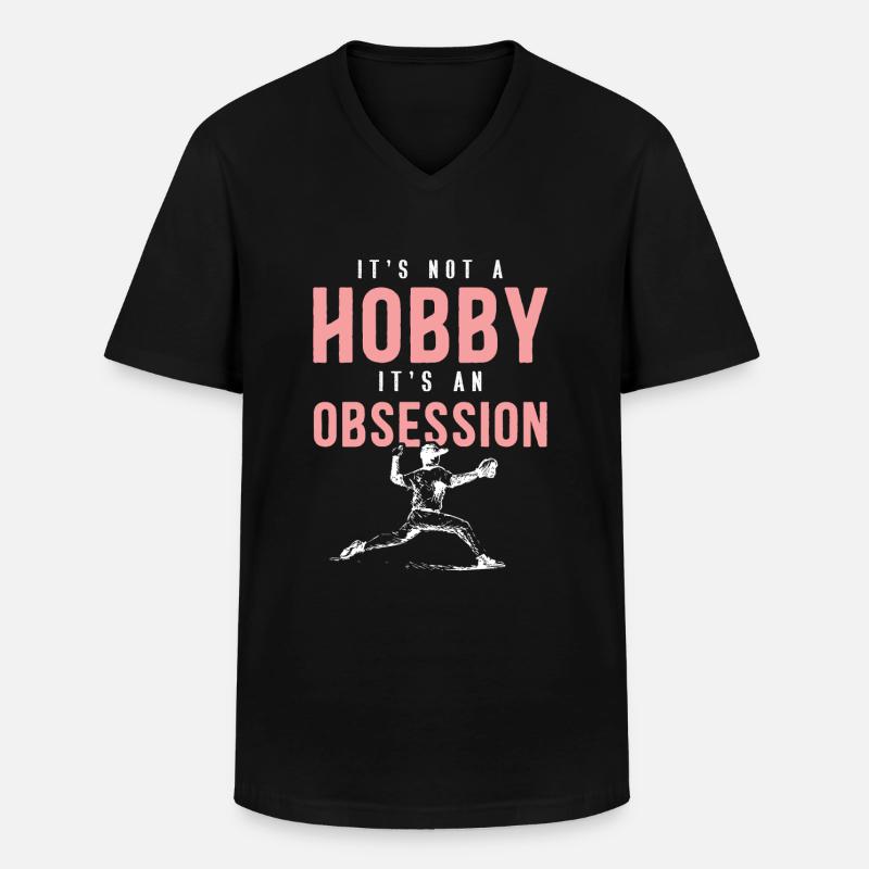 baseball hobby - Männer-T-Shirt mit V-Ausschnitt - Schwarz