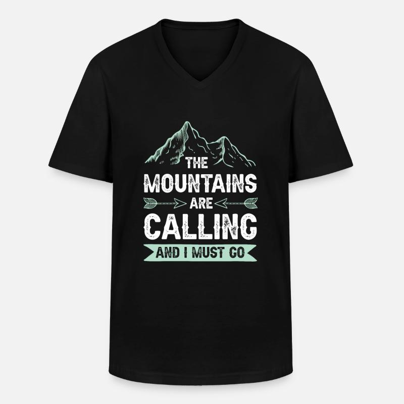 Mountains are calling - Männer-T-Shirt mit V-Ausschnitt - Schwarz