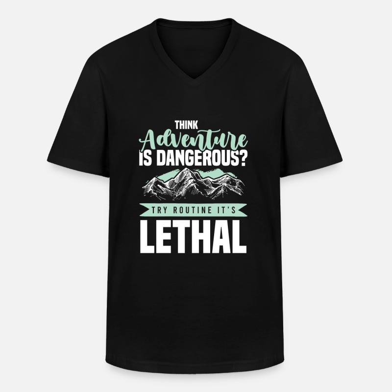abenteuer klettern - Männer-T-Shirt mit V-Ausschnitt - Schwarz
