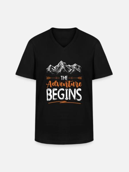 Adventure begins Climbing - Men's V-Neck T-Shirt - black