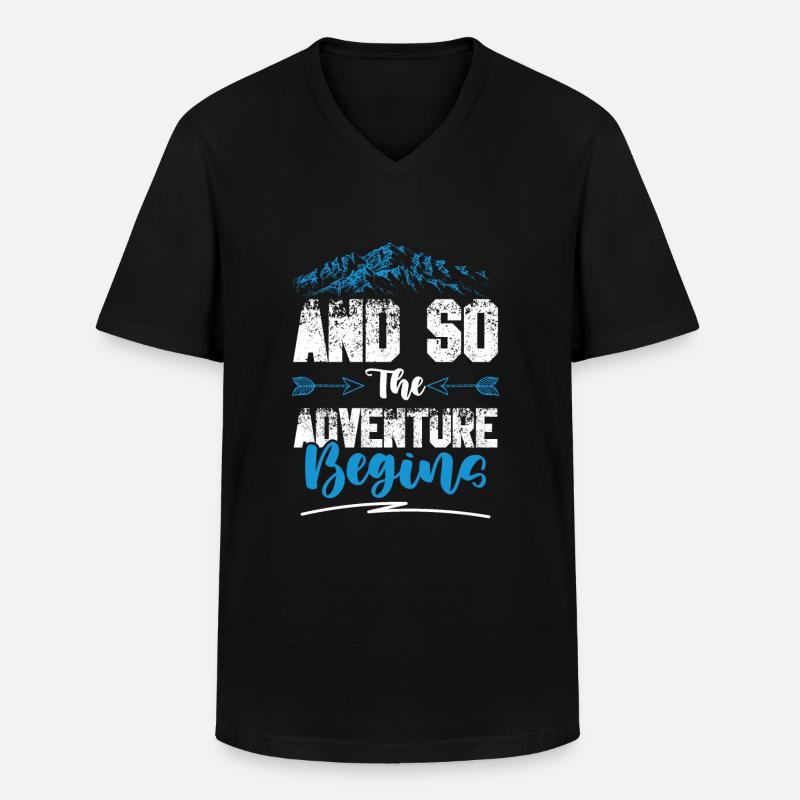 abenteuer beginnt klettern - Männer-T-Shirt mit V-Ausschnitt - Schwarz