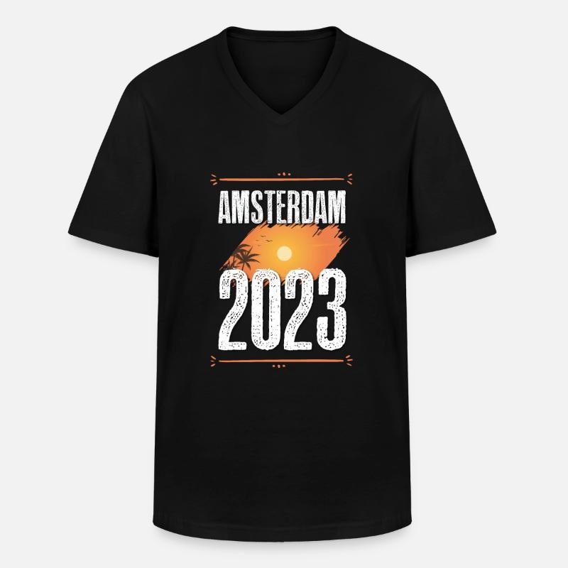 Amsterdam 2023 - Männer-T-Shirt mit V-Ausschnitt - Schwarz