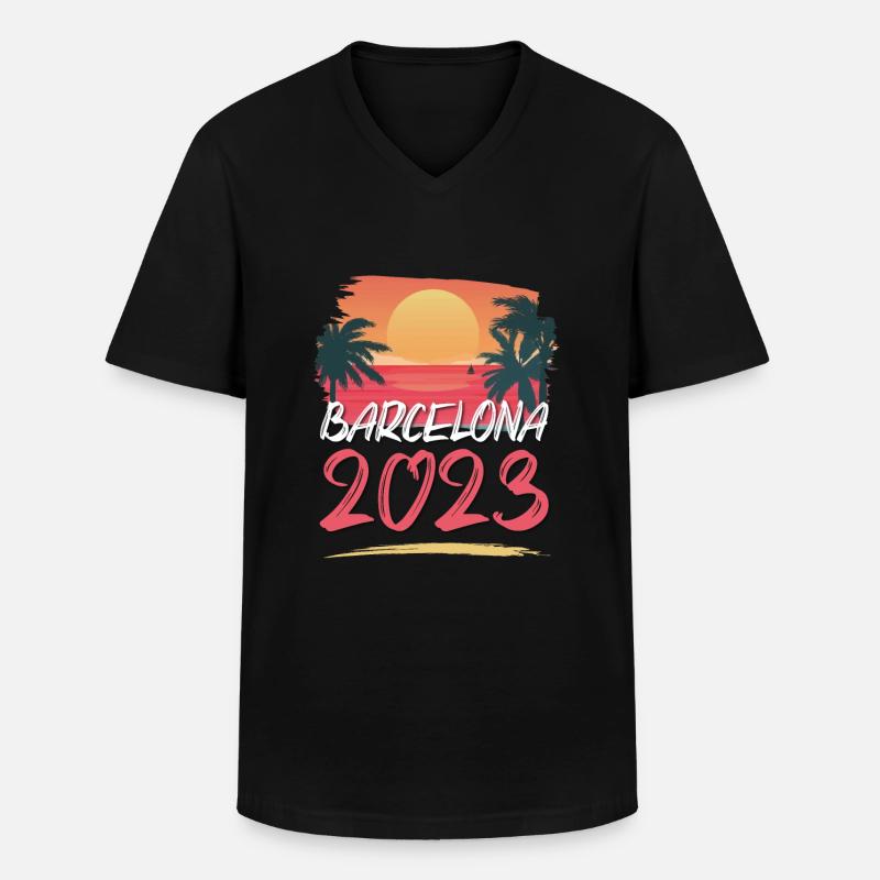Barcelona 2023 - Männer-T-Shirt mit V-Ausschnitt - Schwarz