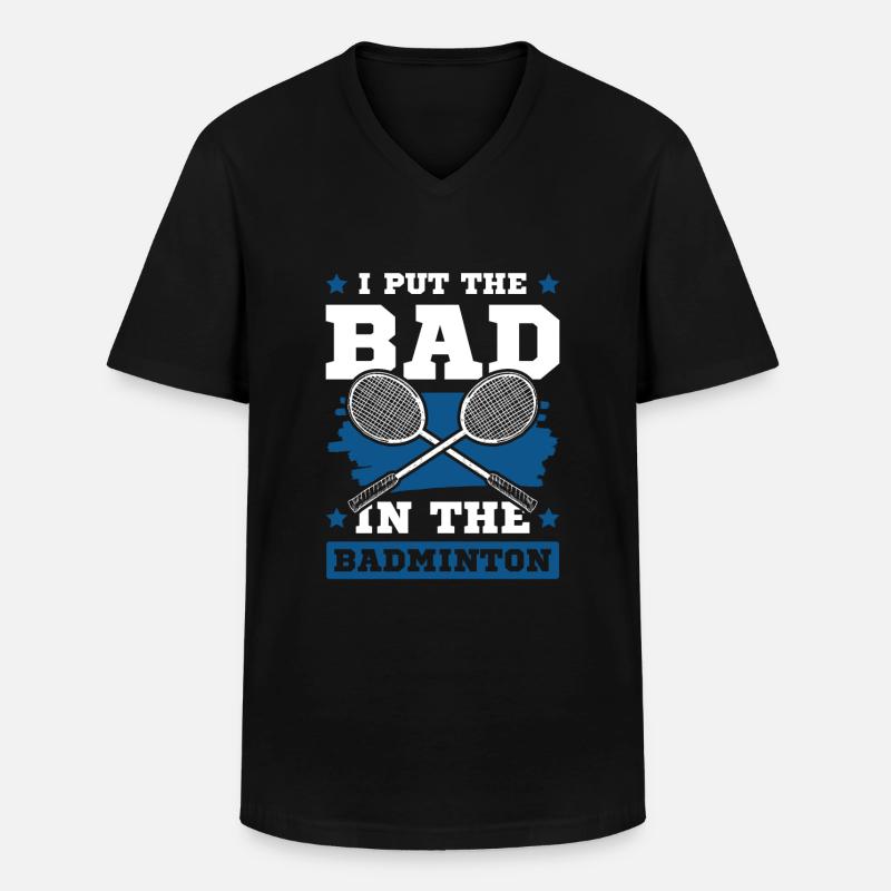 Badminton cooler spruch - Männer-T-Shirt mit V-Ausschnitt - Schwarz