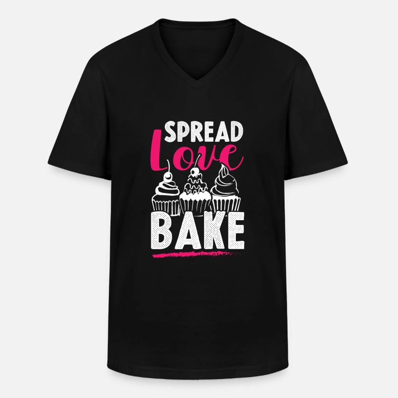 liebe backen - Männer-T-Shirt mit V-Ausschnitt - Schwarz