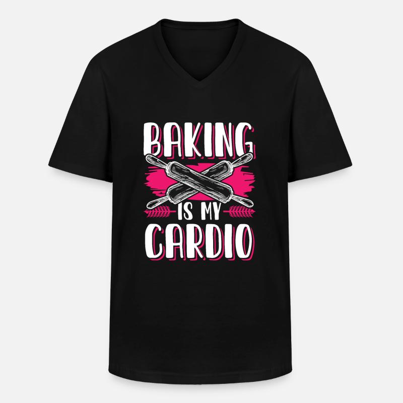 backen cardio - Männer-T-Shirt mit V-Ausschnitt - Schwarz