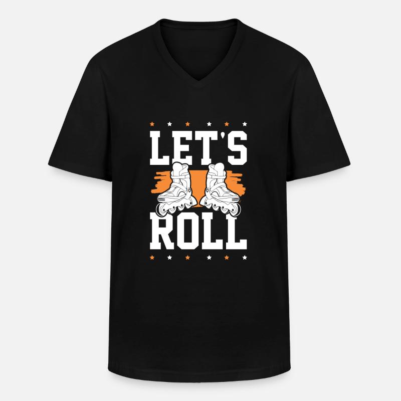 skate lets roll - Männer-T-Shirt mit V-Ausschnitt - Schwarz
