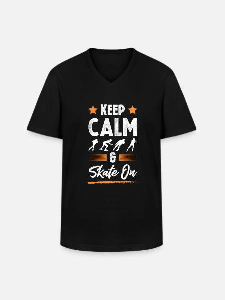 keep calm skate - Men's V-Neck T-Shirt - black