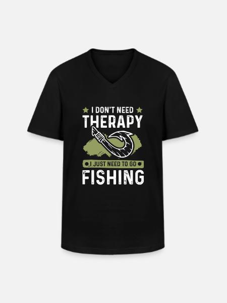 Fishing Therapy - Men's V-Neck T-Shirt - black