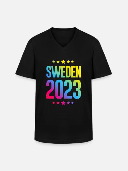 Schweden 2023 - Männer-T-Shirt mit V-Ausschnitt - Schwarz