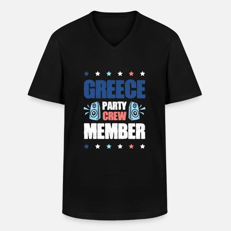 Greece Party Crew - Männer-T-Shirt mit V-Ausschnitt - Schwarz