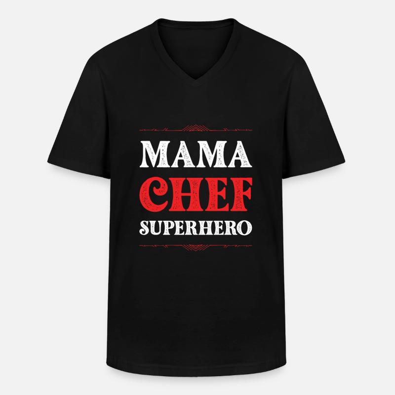 Mama Chef Superheld Mutter - Männer-T-Shirt mit V-Ausschnitt - Schwarz