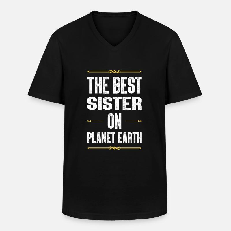 Beste Schwester Spruch - Männer-T-Shirt mit V-Ausschnitt - Schwarz